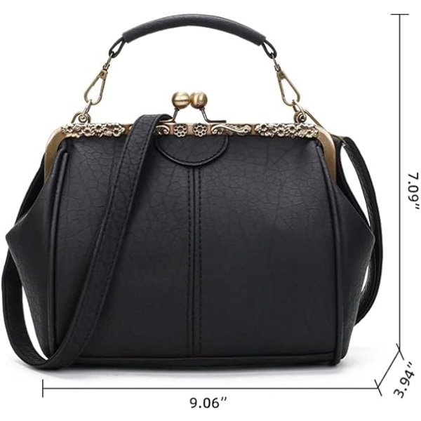 Retro Hollow Handväska för Kvinnor Läder Axelväska Kväll Koppling Väska Kyss Lås Stängning Crossbody Väska Handväska