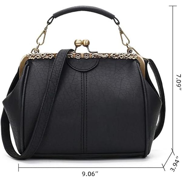 Retro hul håndtaske til kvinder Læder skuldertaske Aften clutch taske Kys lås lukning Crossbody taske pung