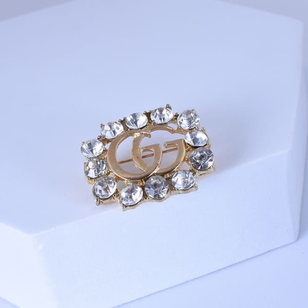 Brev kristall brosch nålar initial strass brosch för kvinnor St