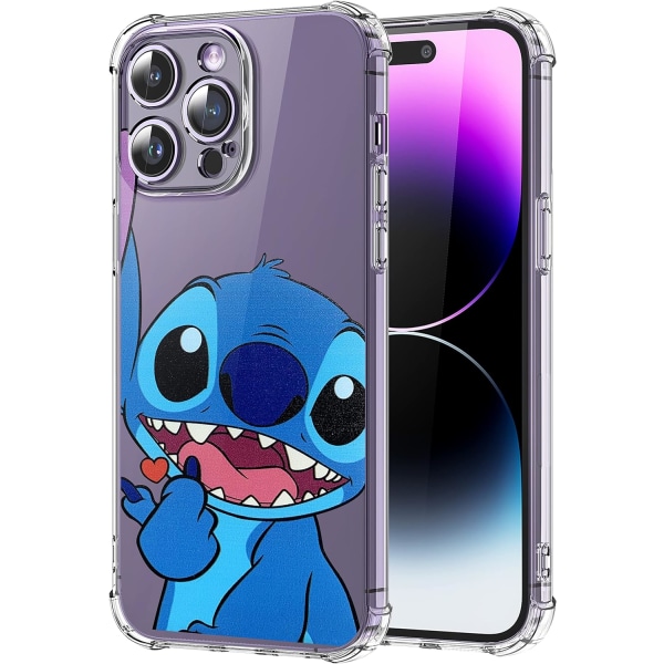 iPhone 14 Pro Max TPU -kotelo, söpö sarjakuva Kawaii -hahmo, hauska, ainutlaatuinen muoti, hauska, tyylikäs, pehmeä kotelo puhelimen kanteen (Heart Stitc)