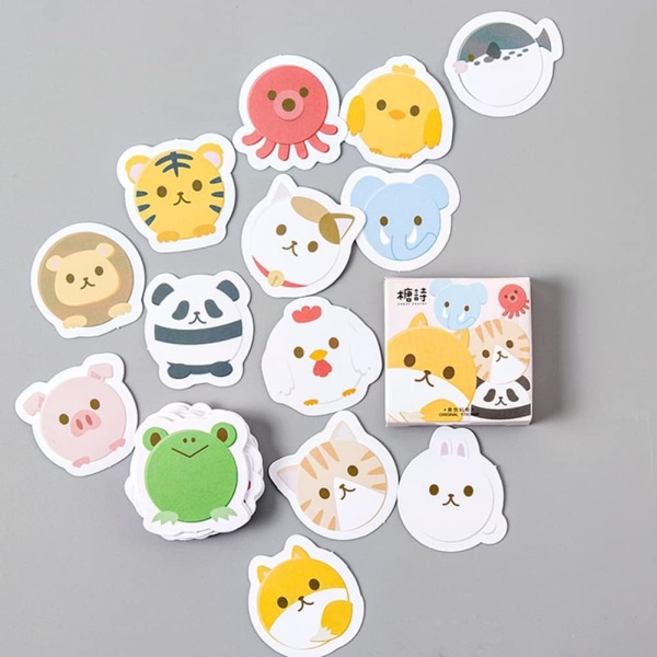 Scrapbooking-klistermærker 2 æsker/90 stk., DIY Dekorative Forseglingsklistermærker til Album, Vandflasker, Gaveæsker, Notesbøger, Kalendere og Dagbøger - Søde Dyr