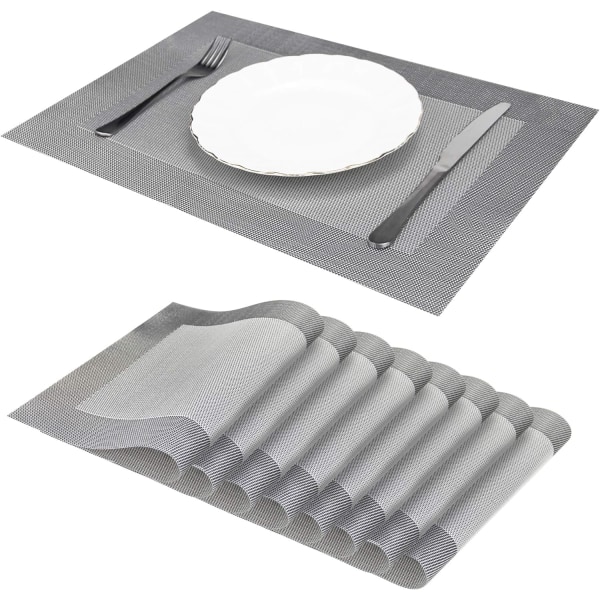 8 Tvättbara PVC värmebeständiga halkfria bordstabletter Vita matbordsmattor