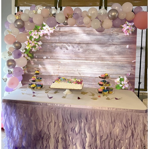 Blomsterbakgrunn i tre, grønt blad, rosa blomster, fotobakgrunn, babyshower, bursdagsfest, bryllupsdekorasjon, fotorekvisita, banner (7x5FT)