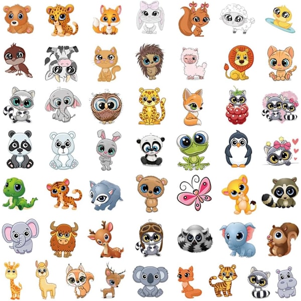 50 stk. Tegnefilm Dyre Stickers til Børn, Søde Dyre Stickers Unikke Dekorationer til Vandflasker, Laptops, Telefoner, Scrapbooking, Journaling, Kande Dekaler