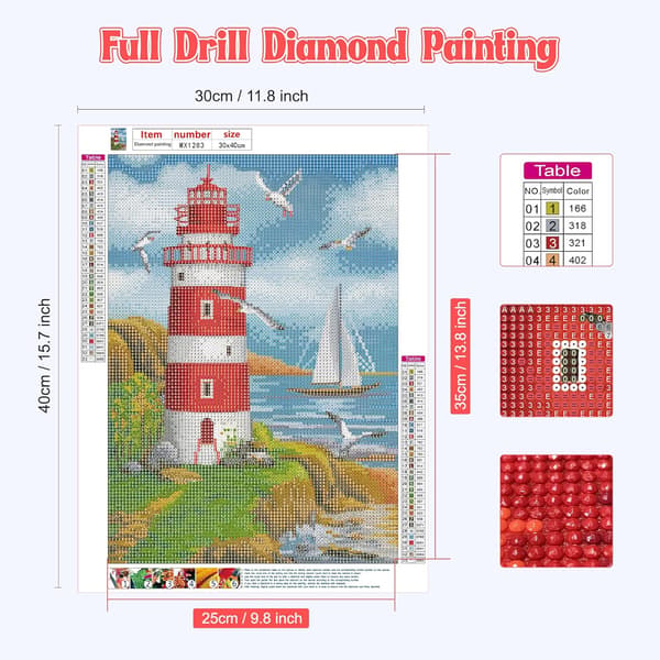 5D Diamantmaling Fyr 30x40cm Stil 2