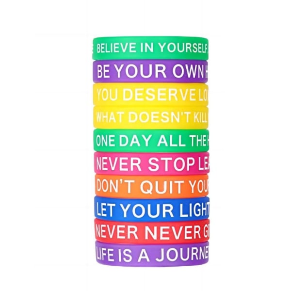 Ljusa printed citat för män och kvinnor vuxen armband färg inspirerande citat present silikon armband-（färg）20st