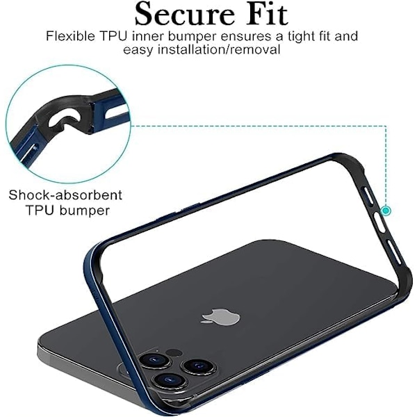 Ny Aluminium Ramme Metal Bumper Ramme Slankt Hårdt Cover til iPhone16 ProMax, Metal Ramme Armor med Blød Indre Bumper, Hævet Kantbeskyttelse (Guld Blue For iPhone16