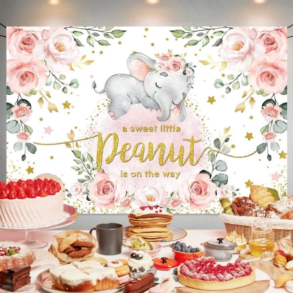 Rosa blomster elefant babyshower banner elefant babyshower bakgrunn for jente babyshower festdekorasjoner rosa fotografering bakgrunn