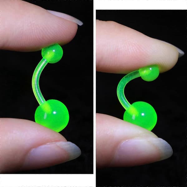10 stk. selvlysende navlepiercinger 14g banan-barbells farverige navlepiercing smykker til navlen