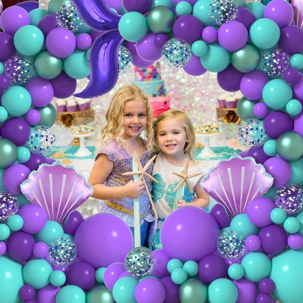 Sjöjungfru ballongbåge kit sjöjungfru festdekorationer sjöjungfru svans ballonger sjöjungfru under havet ballonger för festtillbehör