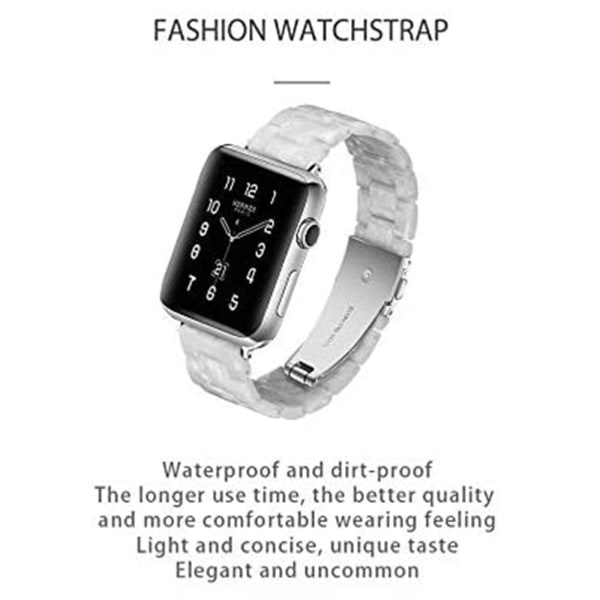 Kompatibel med Apple Watch-reimer 38-40mm/42-44mm Serie 5/4/3/2/1, Slank Resin-armbånd -38-40mm-Pearl White