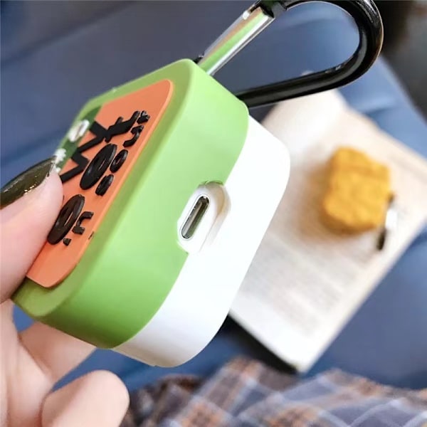 Fodral för Airpod 3, sött, silikon 3D, roligt, roligt karaktärs Air pods 3-fodral, matdesignhud, tecknade nyckelringskit (sur sås)