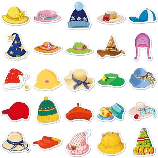 Hat Stickers - 50 st tecknade vattentäta dekaler DIY för festtillbehör PVC-dekoration för bärbar gitarrgåva till tonåringar Familjer Vänner