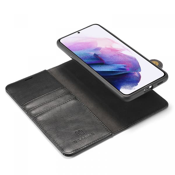 DG.MING etui med magnetisk skal og stativ, Galaxy S21, sort sort black