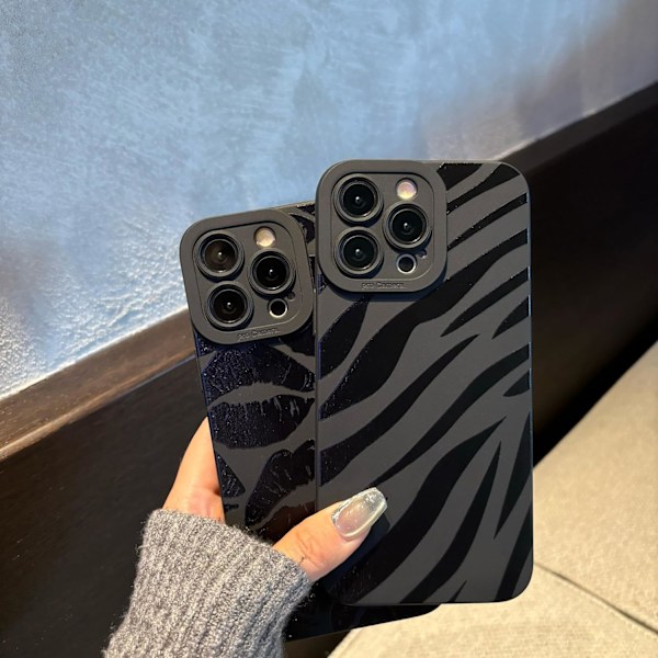 iPhone 16 Pro Max -kotelo 6,9 tuuman puhelimelle (2024), esteettinen sydänkuvioinen iPhone 16 Pro Max -kotelo naisille, tytöille ja miehille, silikoninen suojakuori iPhonelle Zebra Stripe iPhone 14 Pro
