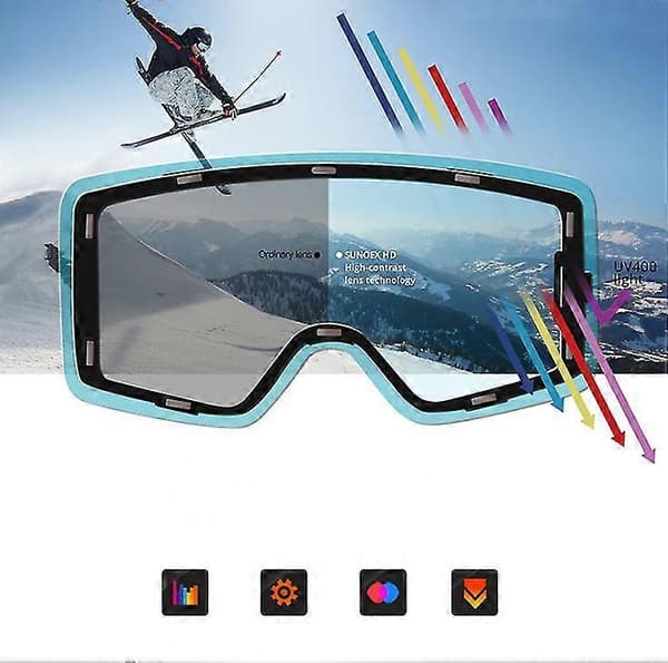 Ski Snowboard Goggles 100% UV400 Anti-dug Dobbeltlinse Goggles Sort