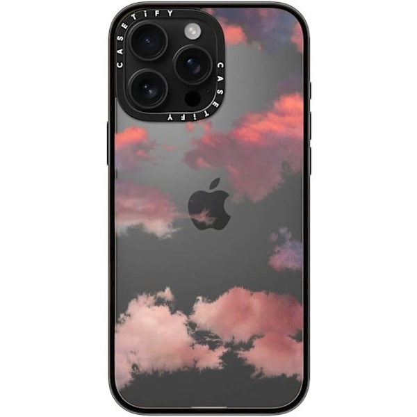 Kompakt iPhone 16 Pro Max Deksel [Lettvekt / 1,2 m 2X Militær Grad Fallbeskyttelse/Slank] - Kirsebær - Klar Svart Clouds (Red) iPhone 16 Pro Max