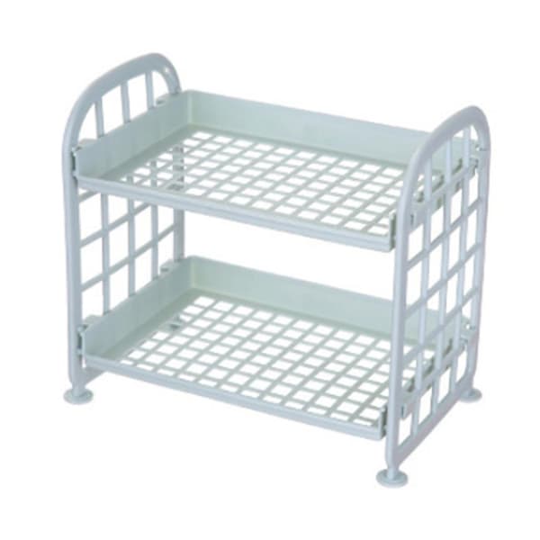 2-lags hul plast foldbar hylde bordplade kosmetik opbevaringsstativ organizer blå