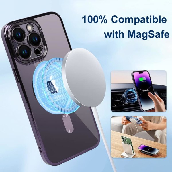 Case för iPhone 14Pro Max Case [Kompatibelt med MagSafe] Kameralinsskydd Cover Klart mjukt TPU Stötsäkert skyddande phone case