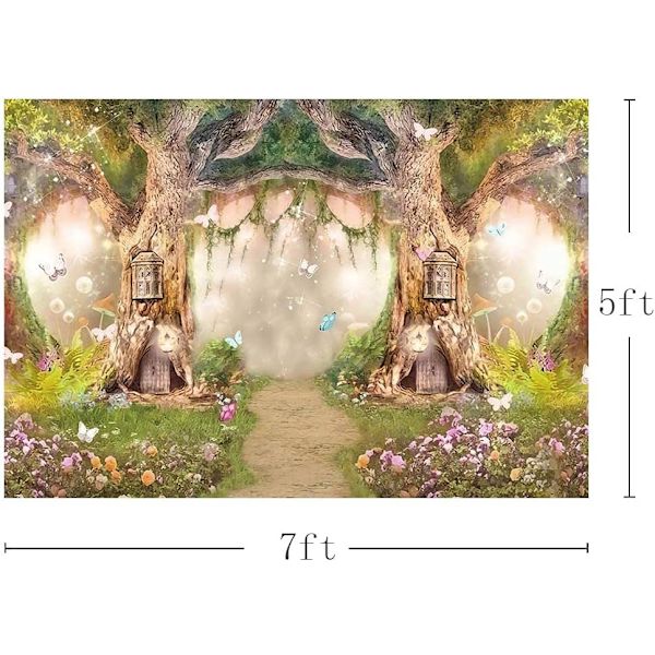 7x5ft Satumetsän taustakangas Ihmemaa Prinsessa Valokuvausrekvisiitta Lumottu Keiju Kukka Valokuva Tausta Juhlan Koristeluun