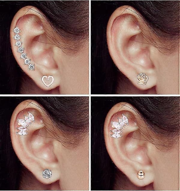 6 par øredobber i rustfritt stål Tragus brusk øredobber Labret Studs Barbell leppe nese kroppspiercing for menn kvinner ornament