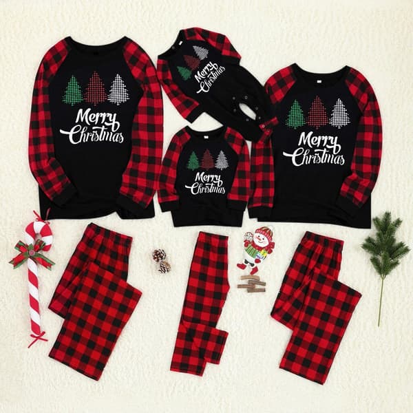 Julpyjamas Matchande familj Pyjamas Set Vuxna Barn Baby Älg Rådjur Kläder Sovkläder Christmas set 1