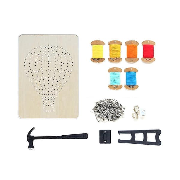 String Art-sett med LED-lys Håndverkssett for voksne og barn DIY String Art med alt nødvendig tilbehør og ramme