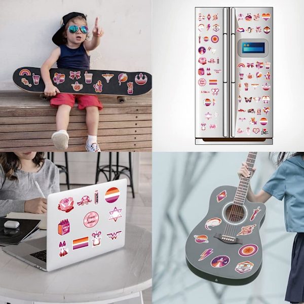 60 stk Lesbiske Klistremerker for Vannflaske Laptop Skateboard Bagasje Gitar Bil Motorsykkel Sykkel Vinyl Vanntette Lesbiske Lilla Klistremerkepakke Passer