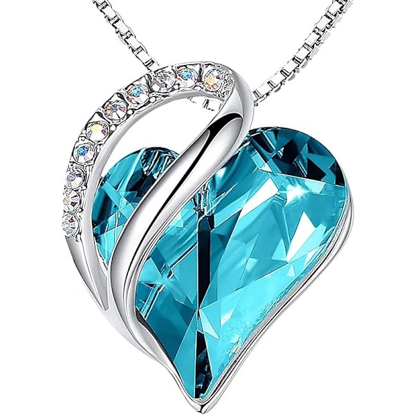 Kvinnors silverpläterade oändlighetskärlek hjärtformade hängsmycke halsband med födelsedagskristaller, 18 + 2 tum kedja, årsdag födelsedag mammas halsband