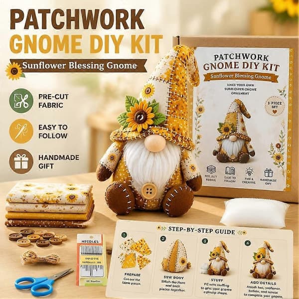 Halloween DIY Patchwork Nisse Kit, Julenisser DIY Patchwork Kit Gave