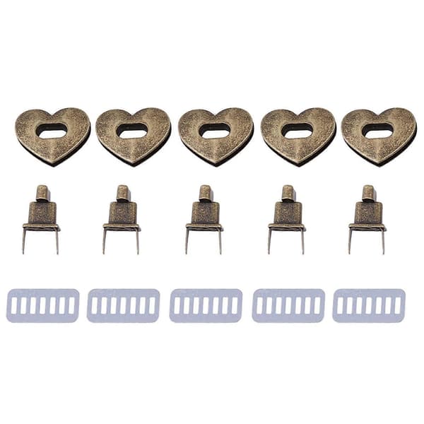 5 sæt hjerteformet metalspænde drejelås hardware håndtaske tilbehør (bronze)