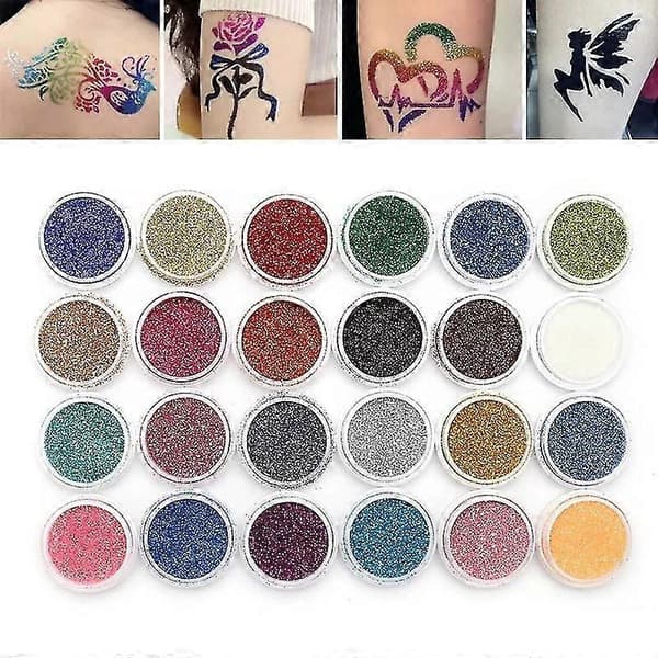 Glitter Tattoo Sæt Glitter Tattoo Kit Med 24 Store Glitterrør