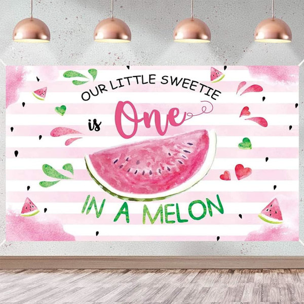1. syntymäpäiväjuhlan banneri Our Little Sweetie Summer Watermelon -teemainen ensimmäinen syntymäpäiväkuvaustausta taustakangas syntymäpäiväjuhlan koristeluun