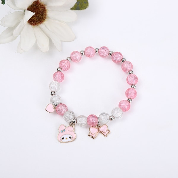 Kawaii Bracelet Crystal Pearl Bracelet, Anime Elastic Stretch Crystal Bead Bracelet Cute Cartoon Kawaii Elastic Beaded Bracelets for Girls Women-885-1