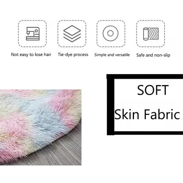 Runde fluffy regnbuetæpper til piger, farverige tæpper, lodne cirkeltæpper til pigeværelse, børneværelse indretning (120cm*120cm)