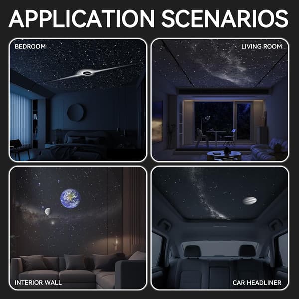 2-in-1 Starry Sky Projector Night Light, 5 Slides, Adjustable Focus & Brightness, 360° Rotating USB for Bedroom Car Roof