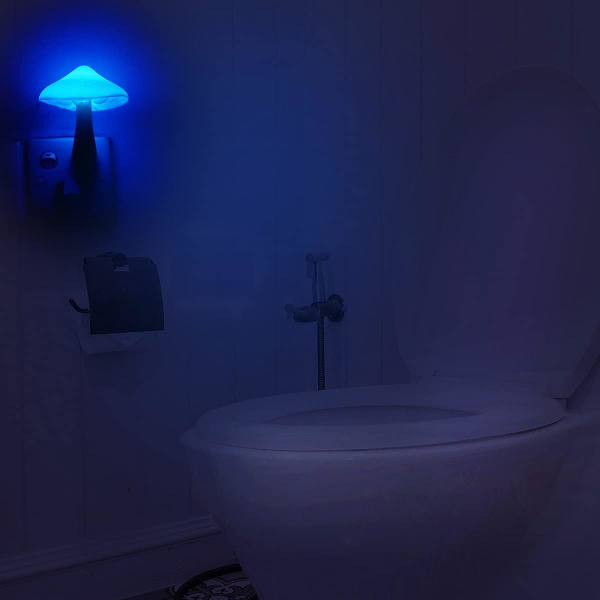 Set med 2 sensor LED nattljus Plug-in magisk svamp nattljus söt vuxen nattljus sovrum, badrum, toalett, hall, trappa, kök blå