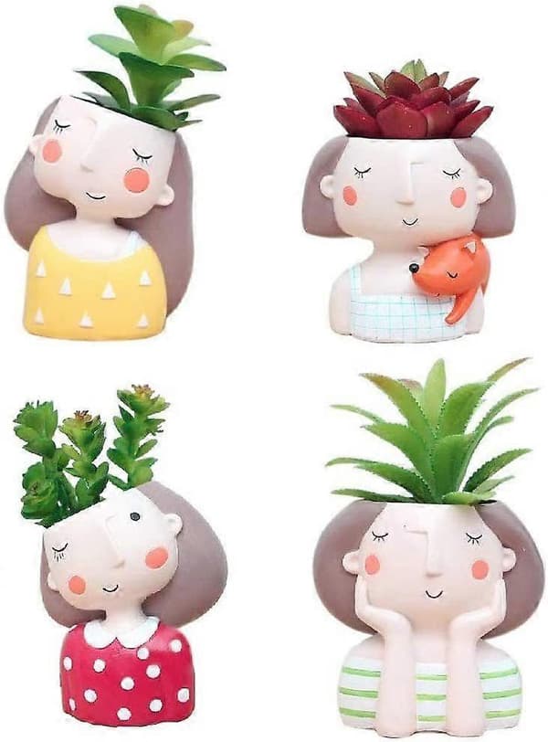 Potte til piger Blomsterpotte Harpiksplanter (4 stk. pigekombination)