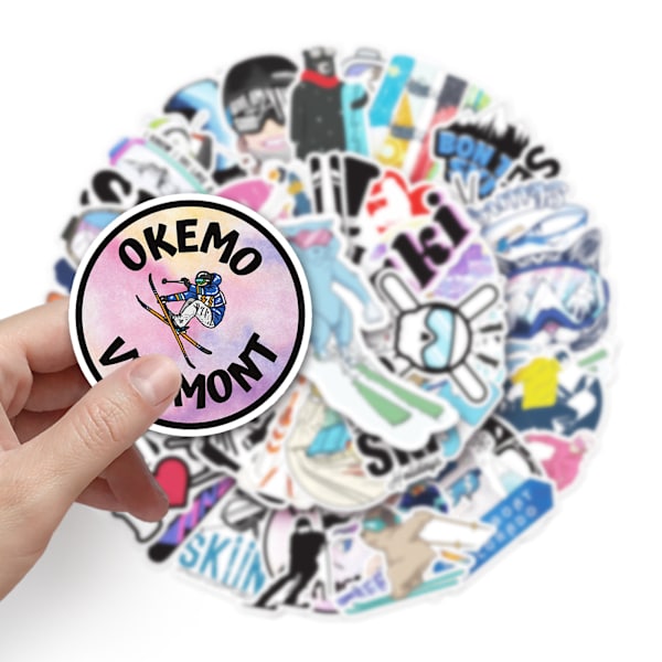 50 stk Ski Sport Vinyl PVC Vanntette Søte Morsomme Tegneserie Klistremerker, Morsomme Trendy Dekaler for Laptop, Telefon, Skateboard, Bagasje, Vannflaske