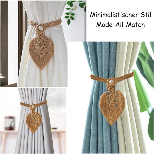 2 Pakke Bomull Makrame Boho Gardin Holdere Gardin Holdere Gardin Holdere Brun