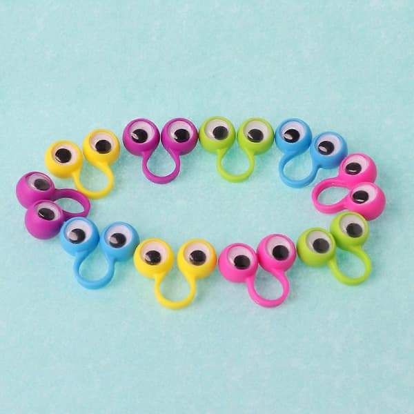 Småbarn Fingerdocka Bärbar 3D Ögon Fingerring Leksak 10st Barnkalas Tillbehör