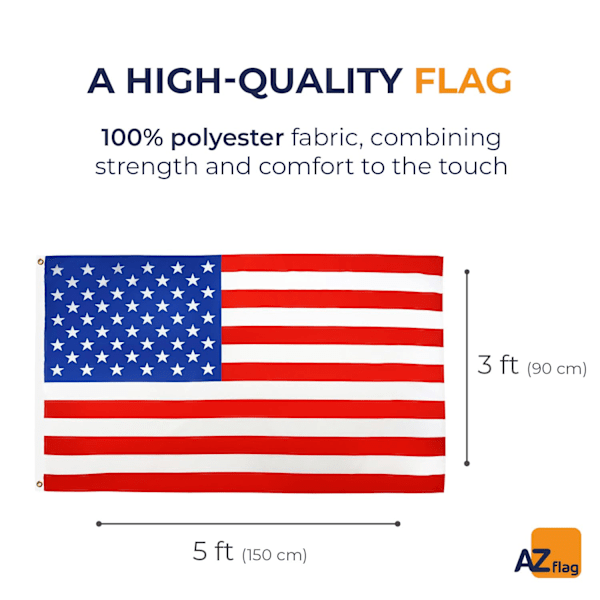 USA-flagga - 150x90cm - Amerikansk flagga 100% polyester med integrerade metallöljetter - Flagga 110g