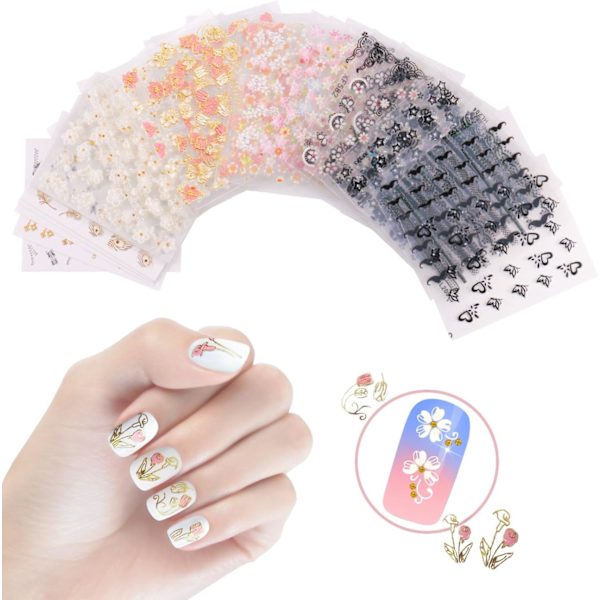 Neglekunst DIY Dekorative Stickers - 30 Guld + 30 Sort og Hvide FarverSkønhed og Sundhed