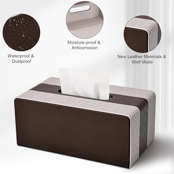 Servetthållare i konstläder, Kleenex-boxfodral i rektangulär form, för hem/kontor/bildekoration 9,84\"X5,59\"X4,13\" - Amerikansk retrostil