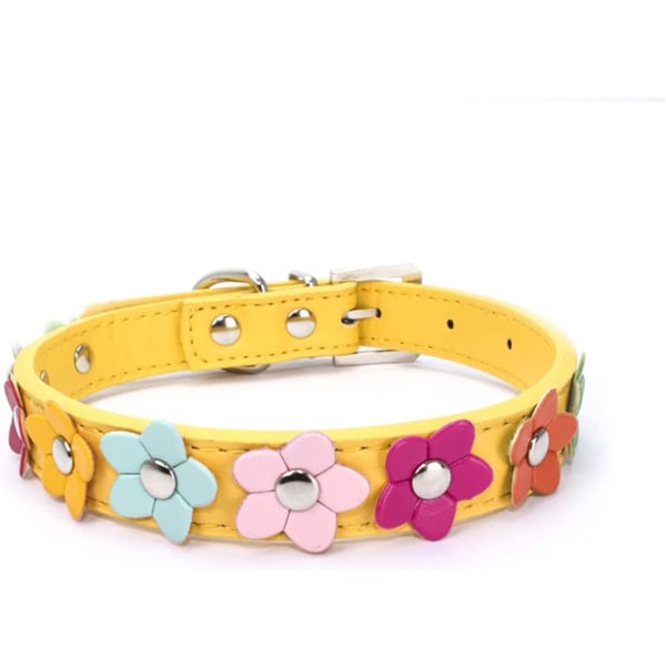 2st litet hundhalsband med blomma, sött snyggt katthalsband i konstläder, halsband för och flickor - justerbart för små, små och medelstora husdjur