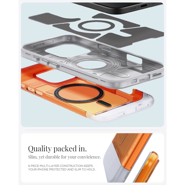 Spigen Fodral för iPhone 16 Pro Max, Classic C1 MagFit Designad för Apple iPhone 16 Pro Max - Bondi Blå Tangerine iPhone 16 Pro