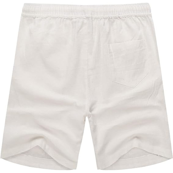 Herre Lin Shorts Casual Elastisk Midje Snøring Sommer Strand Shorts