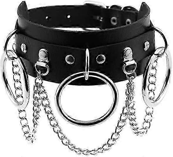 Halskæde Pu Læder Choker med Sorte Nitter Punk Rock Nitte Choker