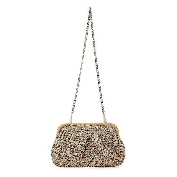 Stråväska för kvinnor Moln Dumpling Pouch Strå Crossbody Axelhandväska Sommar Strand Vävd Väska