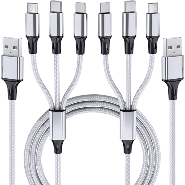 Multi opladningskabel 3-i-1 multi oplader Nylon flettet multi USB hurtig opladningskabel adapter er kompatibel